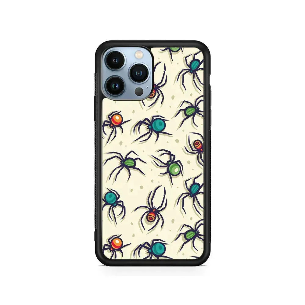Colorful Spider Collection iPhone 15 Pro Max Case-Rubber / Black (2D Case)-Xtracase