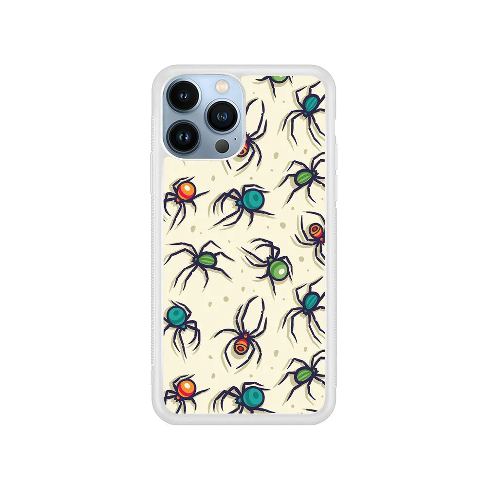 Colorful Spider Collection iPhone 13 Pro Case-Rubber / White (2D Case)-Xtracase