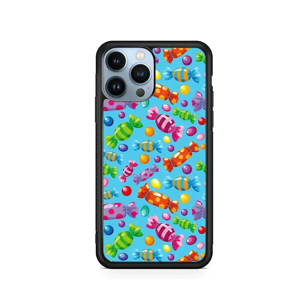 Colorfully Wrapped Candies iPhone 15 Pro Max Case-Rubber / Black (2D Case)-Xtracase