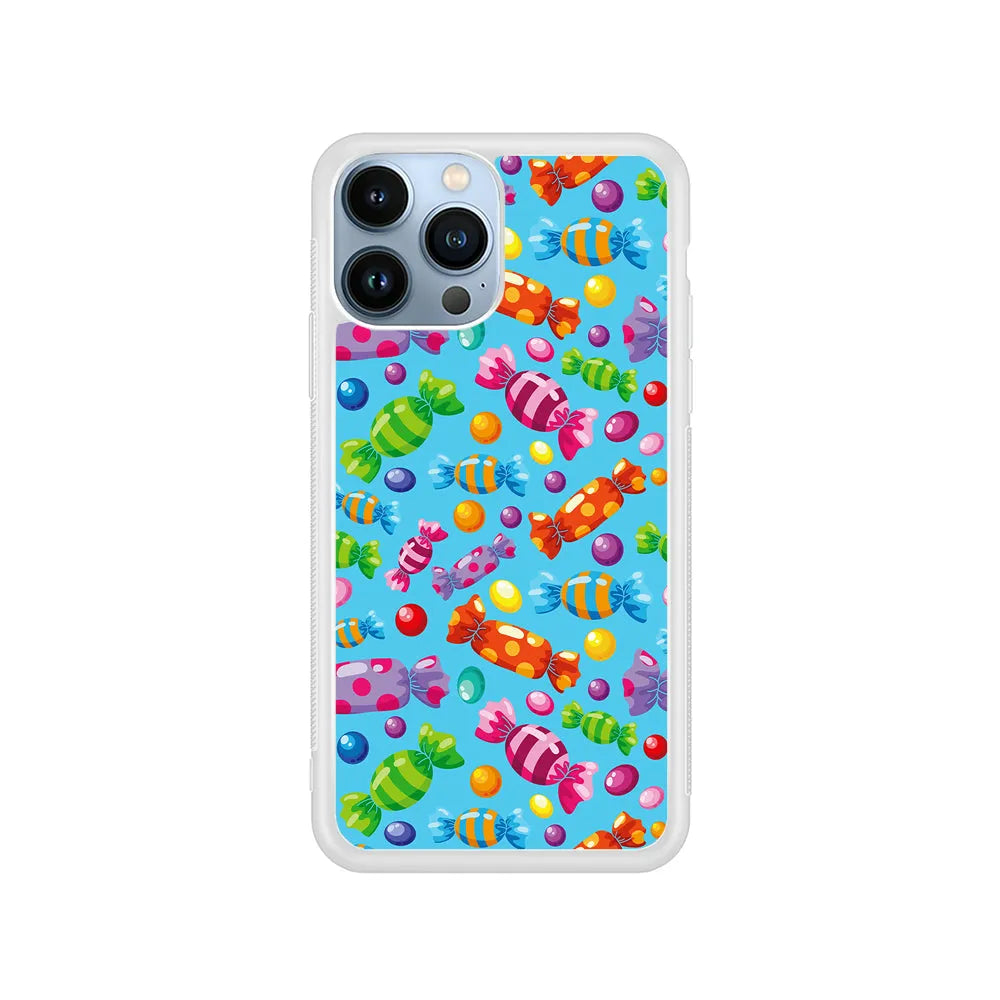 Colorfully Wrapped Candies iPhone 13 Pro Case-Rubber / White (2D Case)-Xtracase
