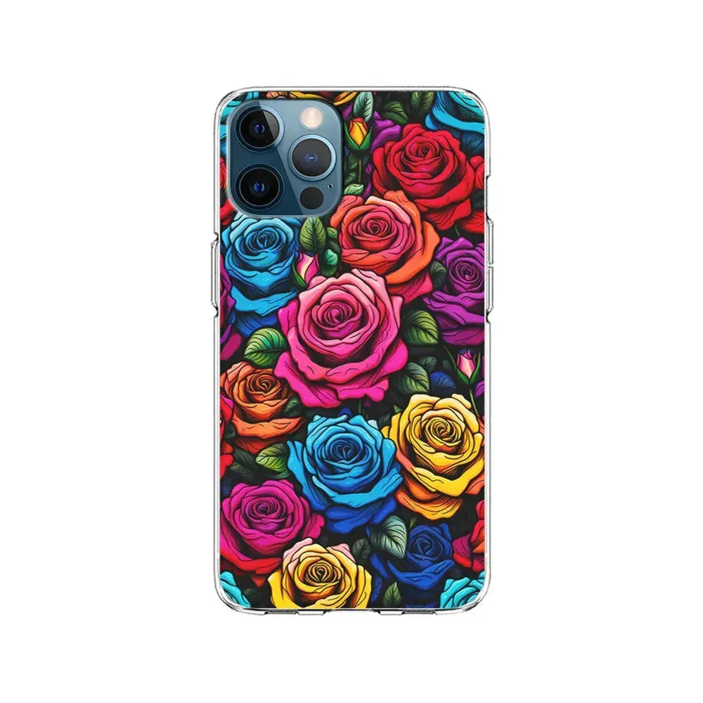 Colourful Roses Flowers Aesthetic iPhone 15 Pro Max Case-Clear Soft Case-Xtracase