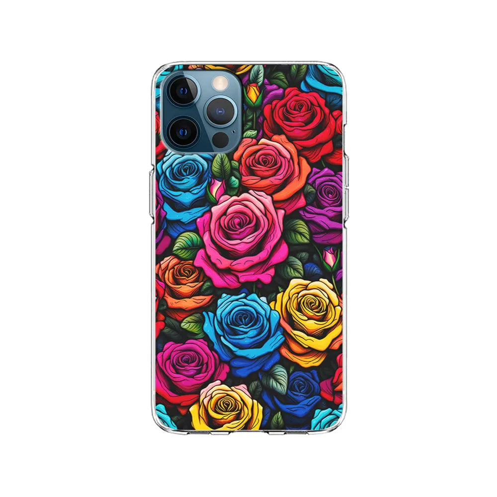 Colourful Roses Flowers Aesthetic iPhone 13 Pro Max Case-Clear Soft Case-Xtracase