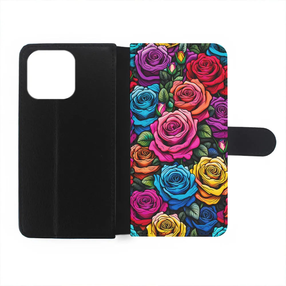 Colourful Roses Flowers Aesthetic iPhone 13 Pro Case-Flip Wallet Case-Xtracase