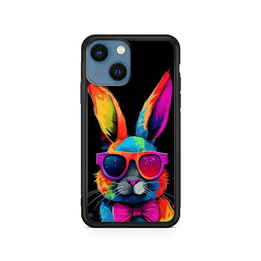 Cool Bunny With Sunglasses iPhone 13 Mini Case-Rubber / Black (2D Case)-Xtracase