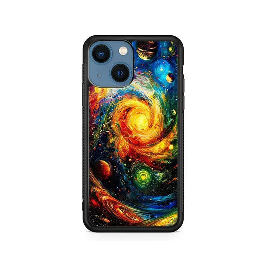Cosmic Space World of Planets iPhone 13 Mini Case-Rubber / Black (2D Case)-Xtracase