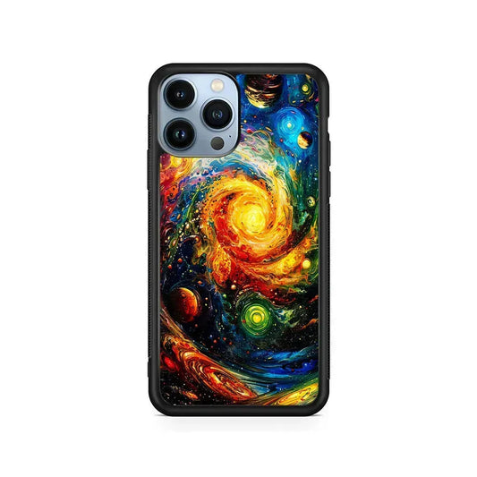 Cosmic Space World of Planets iPhone 15 Pro Max Case-Rubber / Black (2D Case)-Xtracase