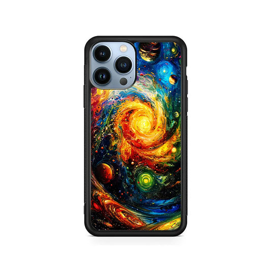 Cosmic Space World of Planets iPhone 13 Pro Case-Rubber / Black (2D Case)-Xtracase