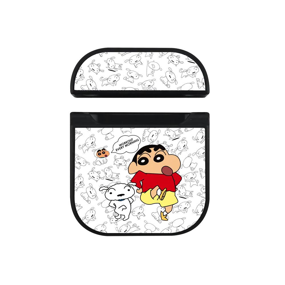 Crayon Shinchan Workout Every Morning Hard Plastic Case Cover For Apple Airpods-Xtracase