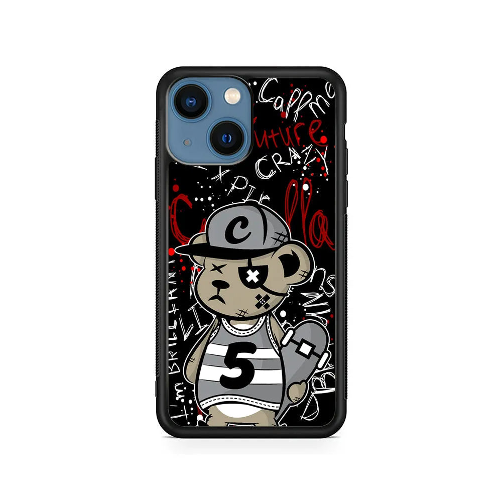 Crew Five Skater Bear iPhone 15 Case-Rubber / Black (2D Case)-Xtracase