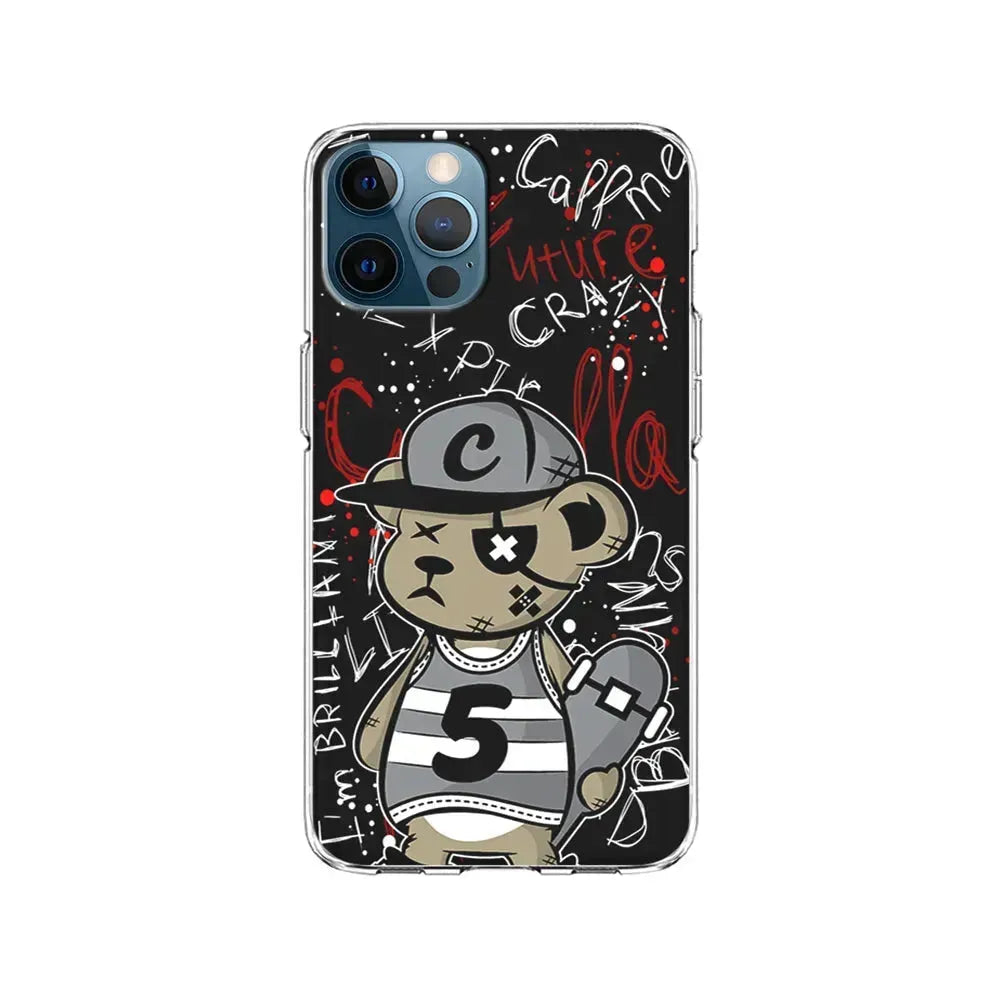 Crew Five Skater Bear iPhone 15 Pro Max Case-Clear Soft Case-Xtracase