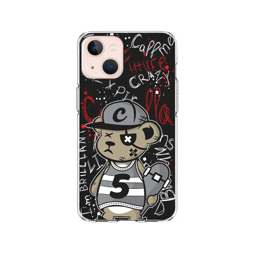 Crew Five Skater Bear iPhone 15 Case-Clear Soft Case-Xtracase
