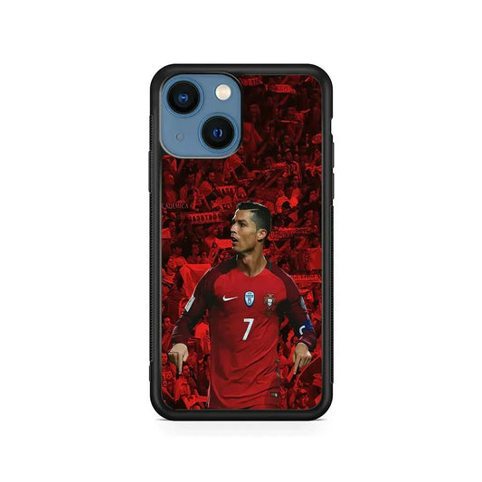 Cristiano Ronaldo Portugal CR7 iPhone 13 Mini Case-Rubber / Black (2D Case)-Xtracase