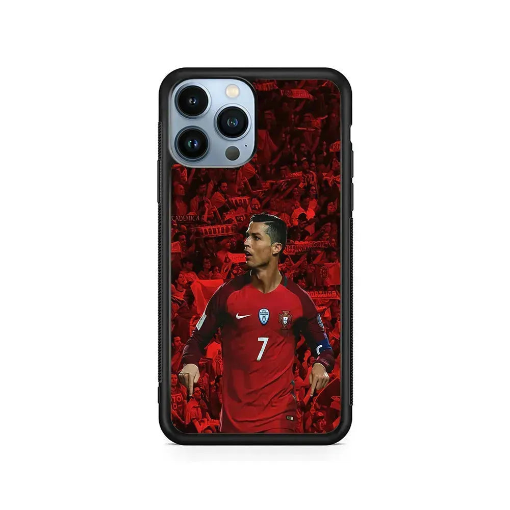 Cristiano Ronaldo Portugal CR7 iPhone 15 Pro Max Case-Rubber / Black (2D Case)-Xtracase
