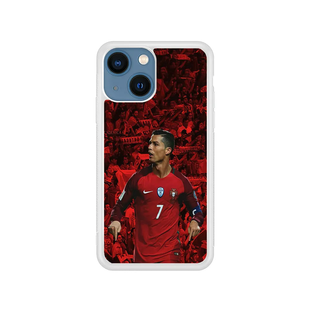 Cristiano Ronaldo Portugal CR7 iPhone 14 Plus Case-Rubber / White (2D Case)-Xtracase