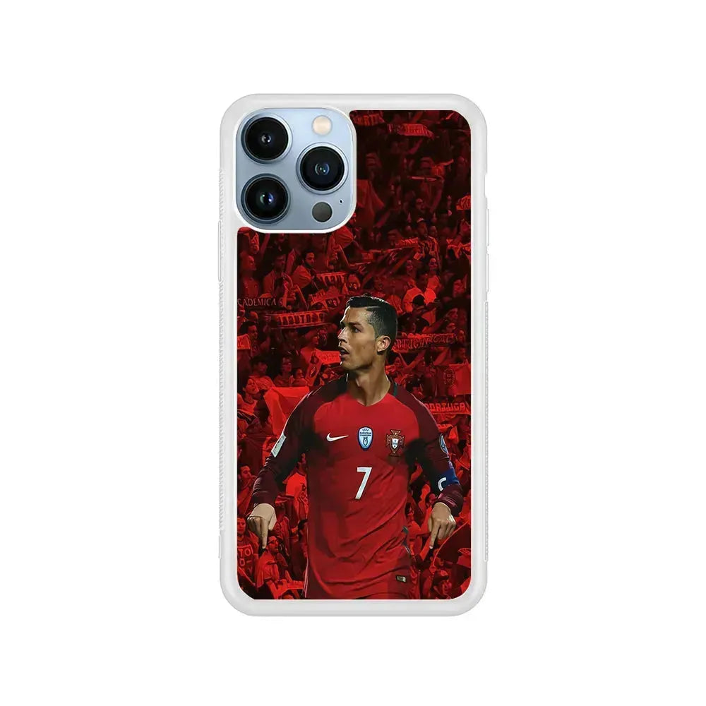 Cristiano Ronaldo Portugal CR7 iPhone 15 Pro Max Case-Rubber / White (2D Case)-Xtracase