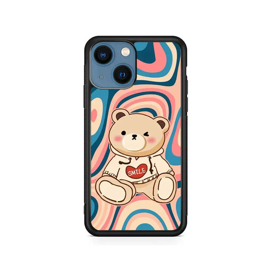 Cute Bear with Hoodie iPhone 13 Mini Case-Rubber / Black (2D Case)-Xtracase