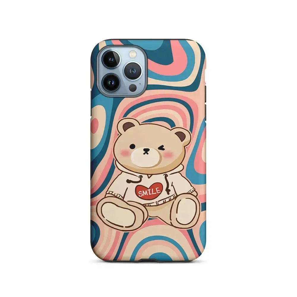 Cute Bear with Hoodie iPhone 15 Pro Max Case-2 in 1 Tough Case-Xtracase