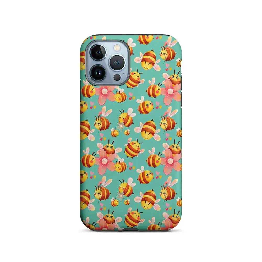 Cute Cartoon Honey Bees iPhone 15 Pro Max Case-2 in 1 Tough Case-Xtracase