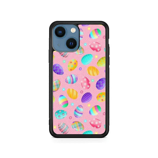 Cute Easter Pastel Eggs iPhone 13 Mini Case-Rubber / Black (2D Case)-Xtracase