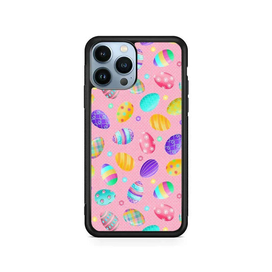 Cute Easter Pastel Eggs iPhone 15 Pro Max Case-Rubber / Black (2D Case)-Xtracase