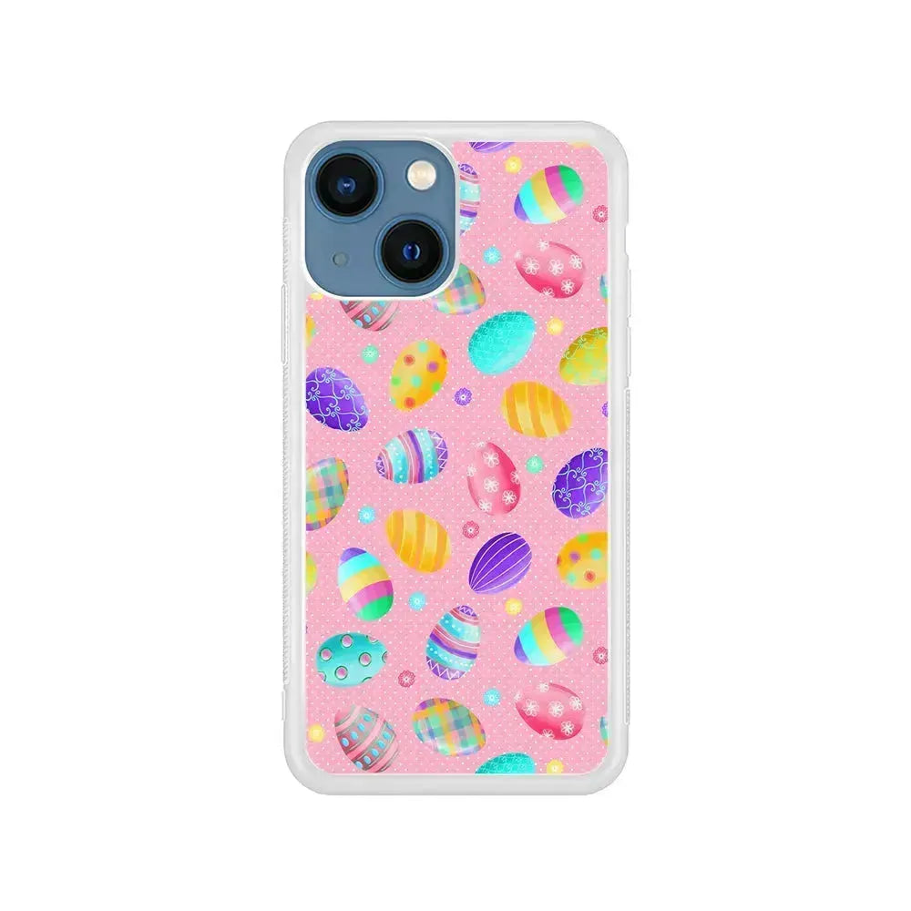 Cute Easter Pastel Eggs iPhone 13 Mini Case-Rubber / White (2D Case)-Xtracase