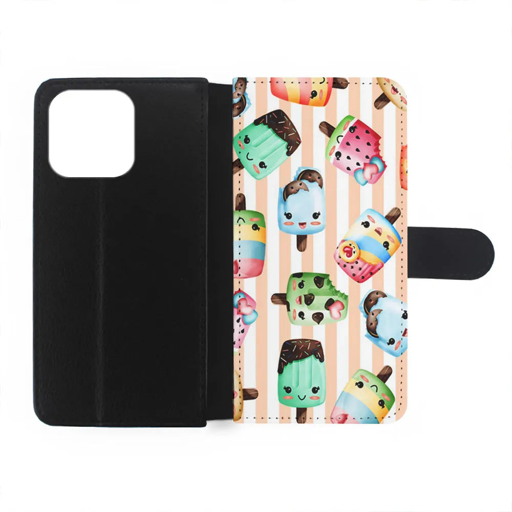 Cute Face Ice Cream Stick iPhone 13 Pro Case-Flip Wallet Case-Xtracase