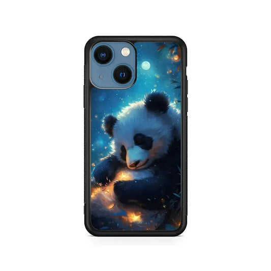 Cute Panda is Sleeping iPhone 13 Mini Case-Rubber / Black (2D Case)-Xtracase