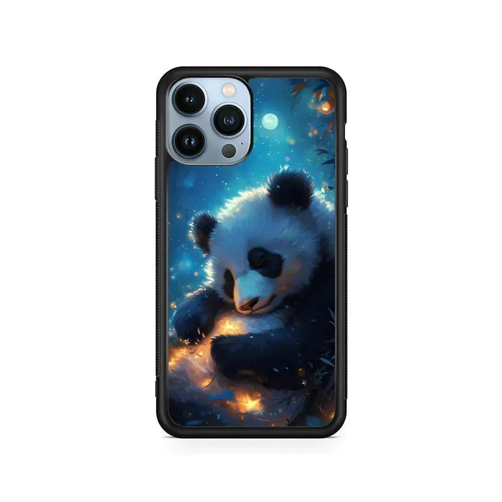 Cute Panda is Sleeping iPhone 15 Pro Max Case-Rubber / Black (2D Case)-Xtracase