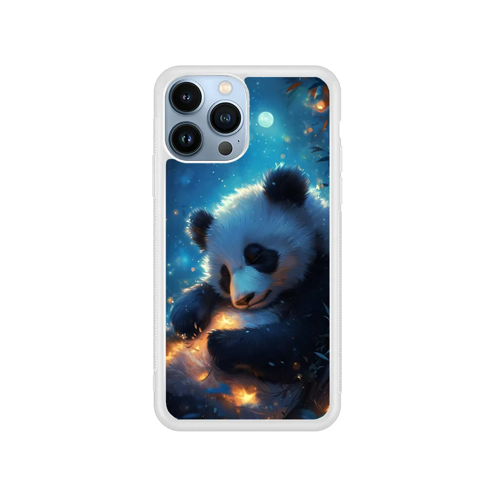 Cute Panda is Sleeping iPhone 13 Pro Case-Rubber / White (2D Case)-Xtracase