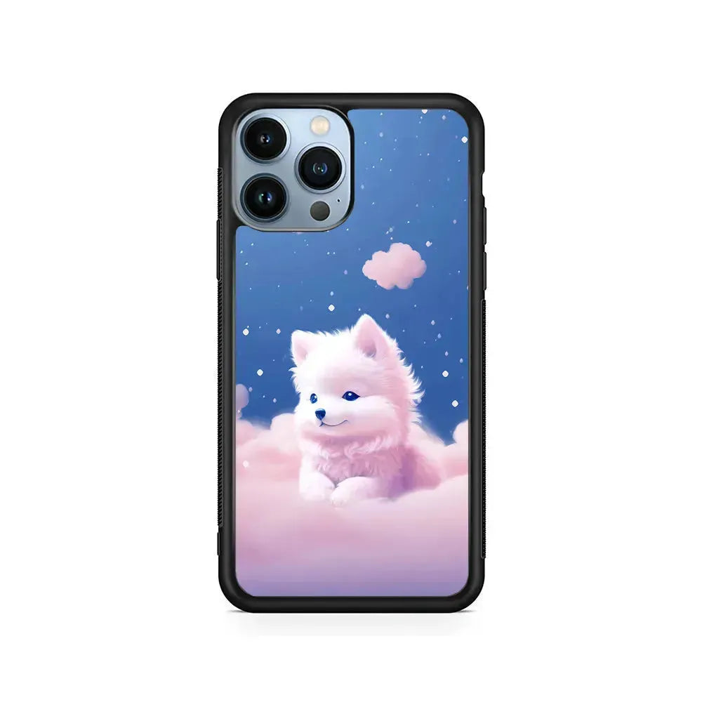 Cute Puppies Dog Dreamy iPhone 15 Pro Max Case-Rubber / Black (2D Case)-Xtracase