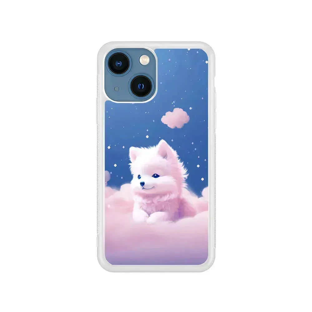 Cute Puppies Dog Dreamy iPhone 13 Mini Case-Rubber / White (2D Case)-Xtracase