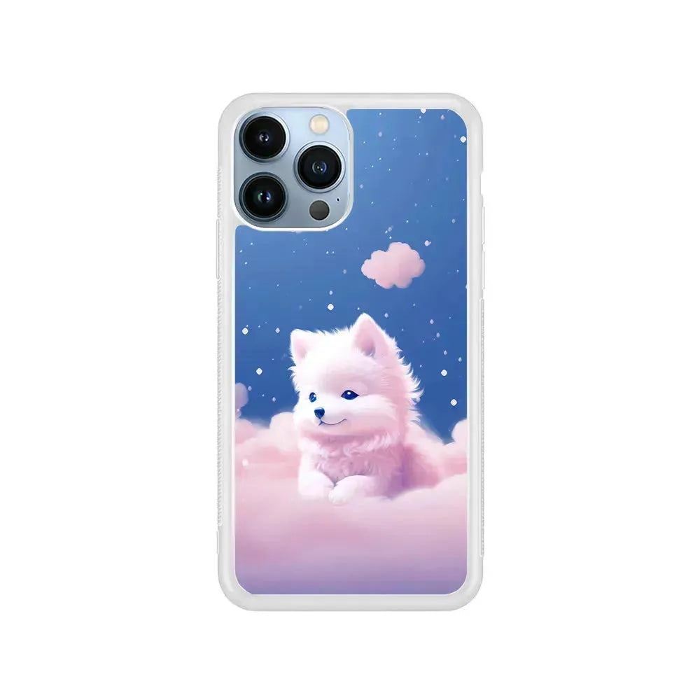 Cute Puppies Dog Dreamy iPhone 15 Pro Max Case-Rubber / White (2D Case)-Xtracase