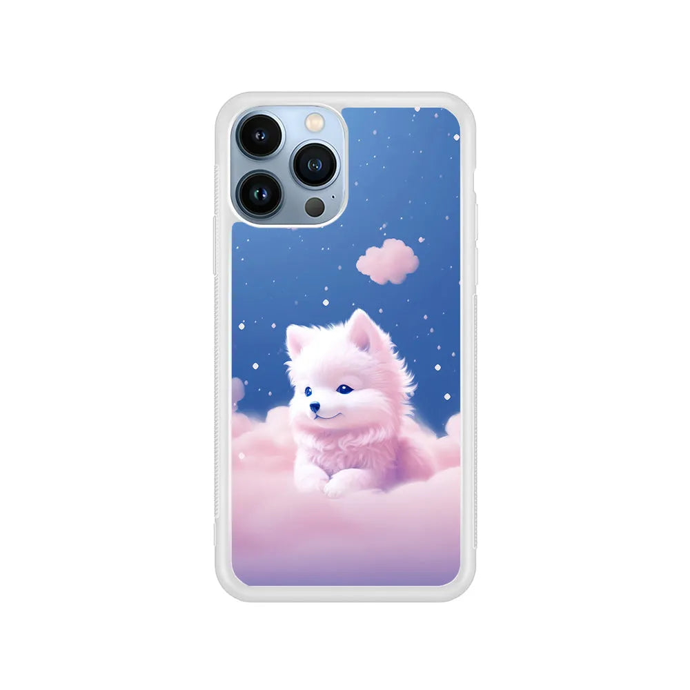 Cute Puppies Dog Dreamy iPhone 13 Pro Case-Rubber / White (2D Case)-Xtracase
