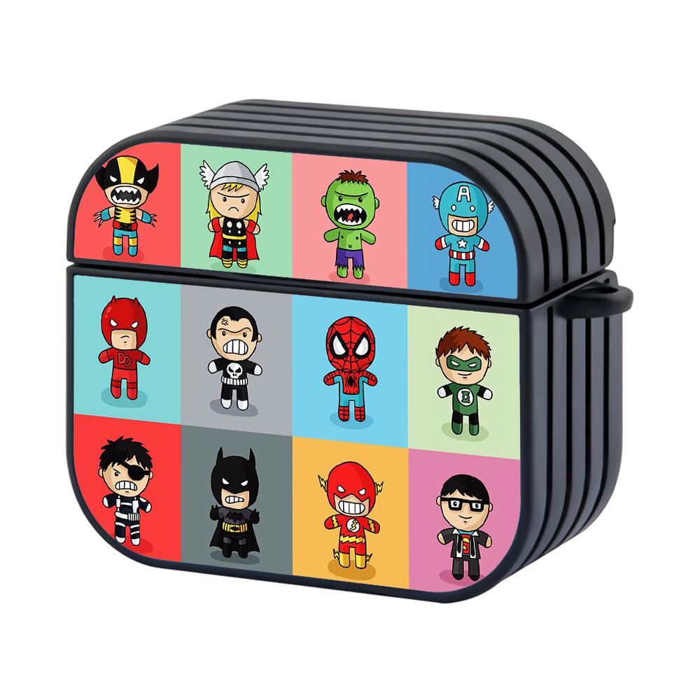 Cute Superhero Chibi Color Block Hard Plastic Case Cover For Apple Airpods 3-Xtracase
