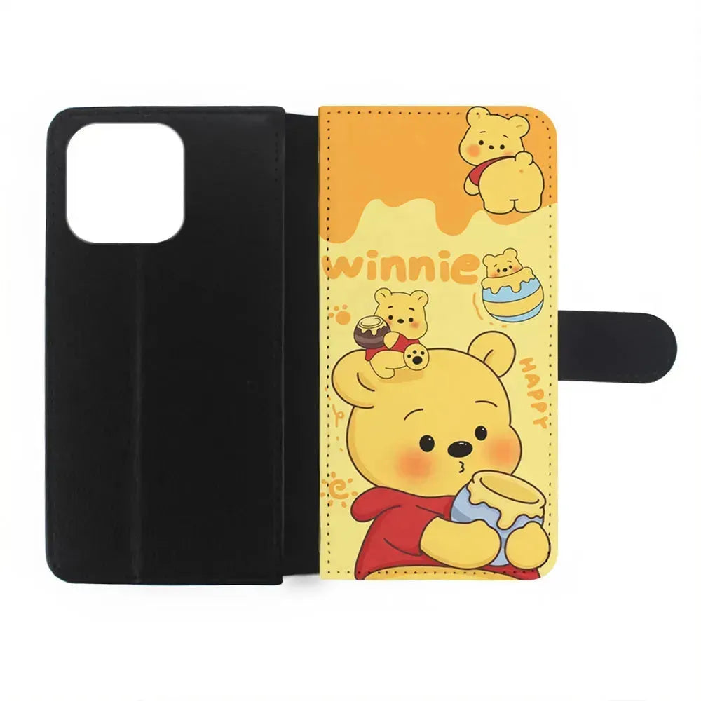 Cute Winnie The Pooh Happy iPhone 15 Pro Max Case-Flip Wallet Case-Xtracase