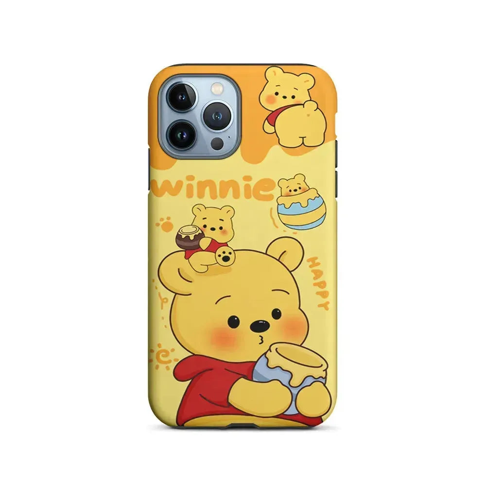 Cute Winnie The Pooh Happy iPhone 15 Pro Max Case-2 in 1 Tough Case-Xtracase