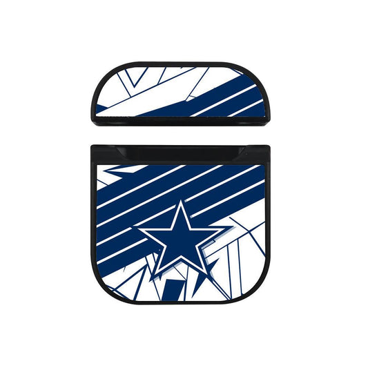 Dallas Cowboys on Blue Shapes Hard Plastic Case Cover For Apple Airpods-Xtracase