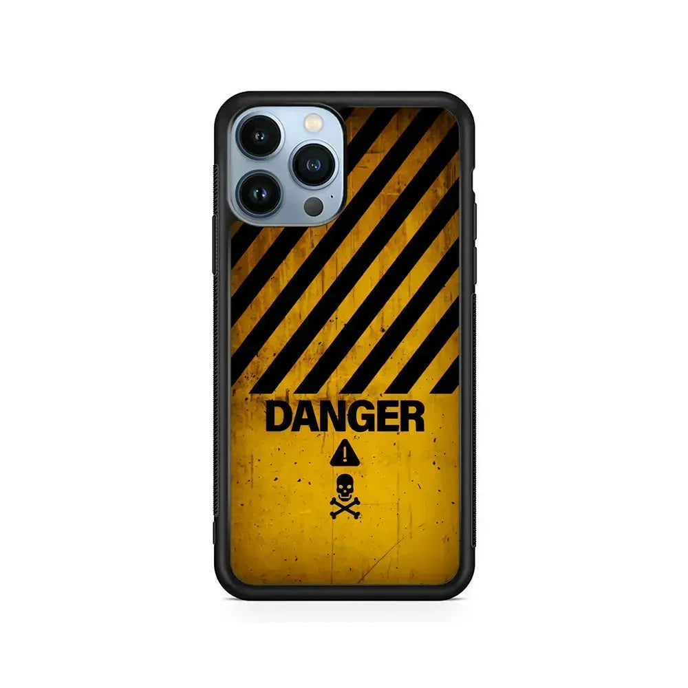 Danger Symbol iPhone 15 Pro Max Case-Rubber / Black (2D Case)-Xtracase