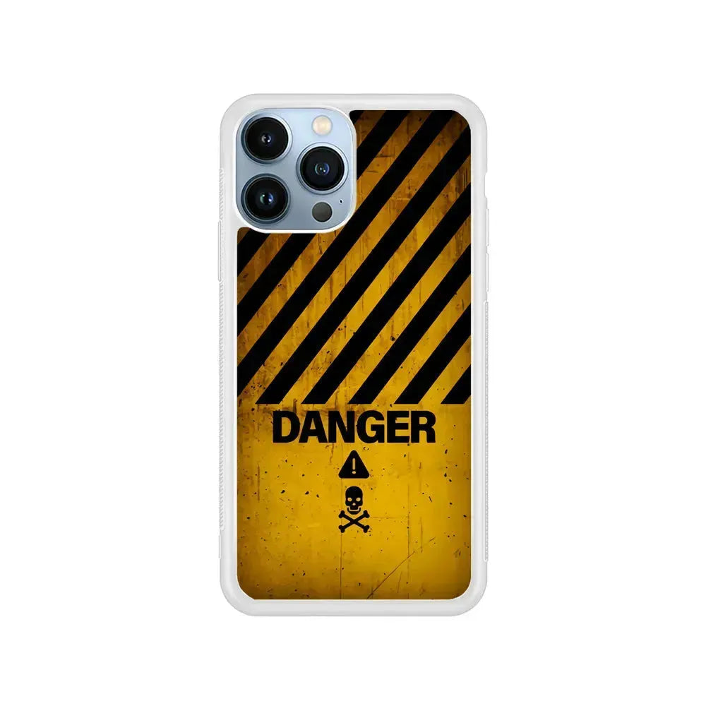 Danger Symbol iPhone 15 Pro Max Case-Rubber / White (2D Case)-Xtracase