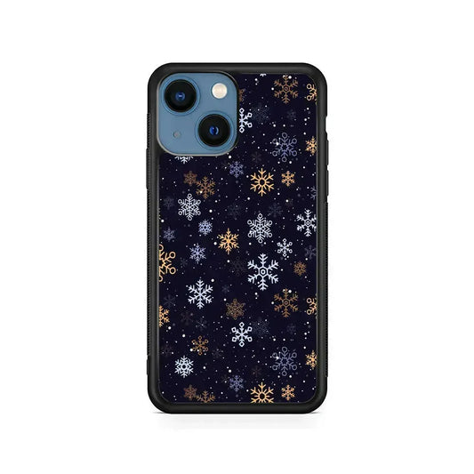 Dark Blue Yellow Winter iPhone 13 Mini Case-Rubber / Black (2D Case)-Xtracase