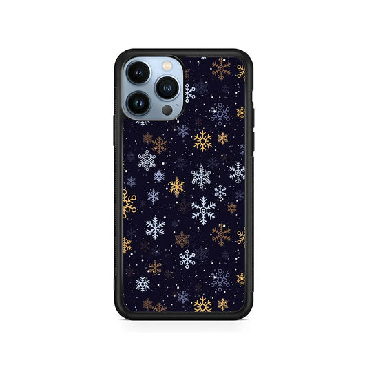 Dark Blue Yellow Winter iPhone 13 Pro Case-Rubber / Black (2D Case)-Xtracase