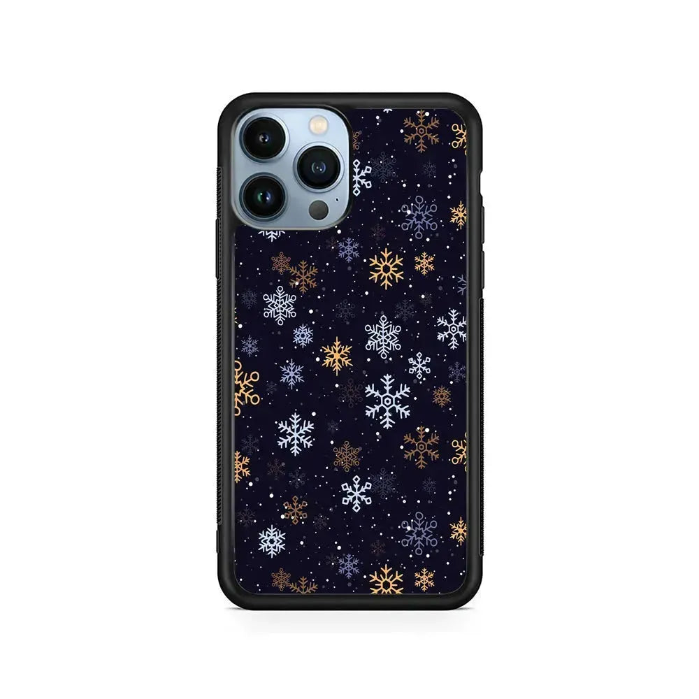 Dark Blue Yellow Winter iPhone 15 Pro Max Case-Rubber / Black (2D Case)-Xtracase
