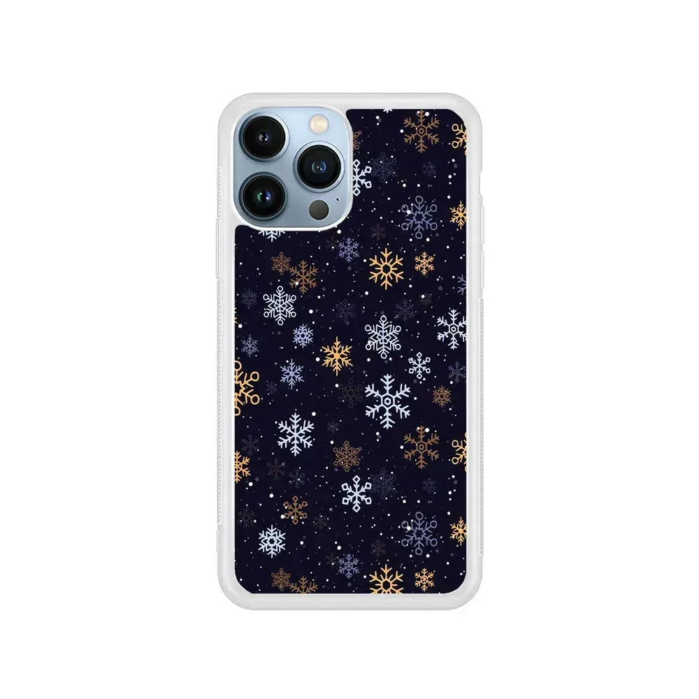 Dark Blue Yellow Winter iPhone 15 Pro Max Case-Rubber / White (2D Case)-Xtracase