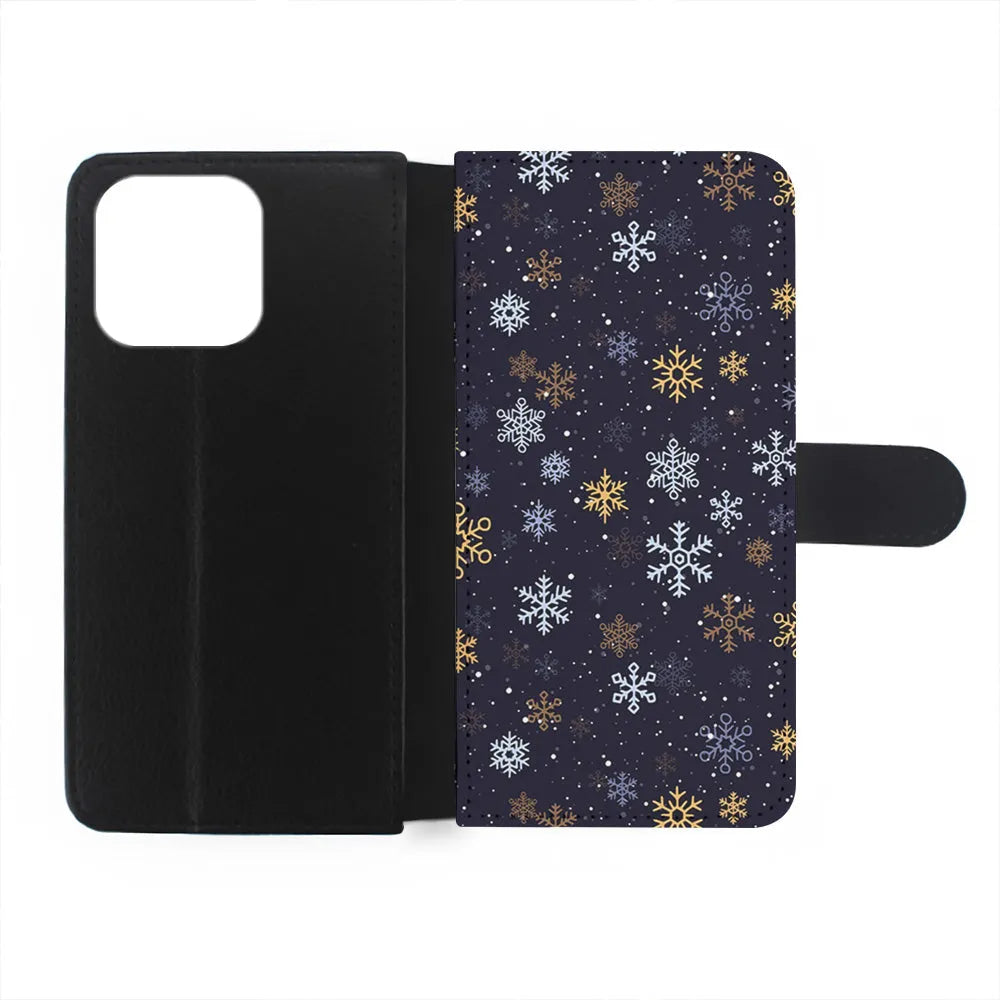 Dark Blue Yellow Winter iPhone 13 Pro Case-Flip Wallet Case-Xtracase