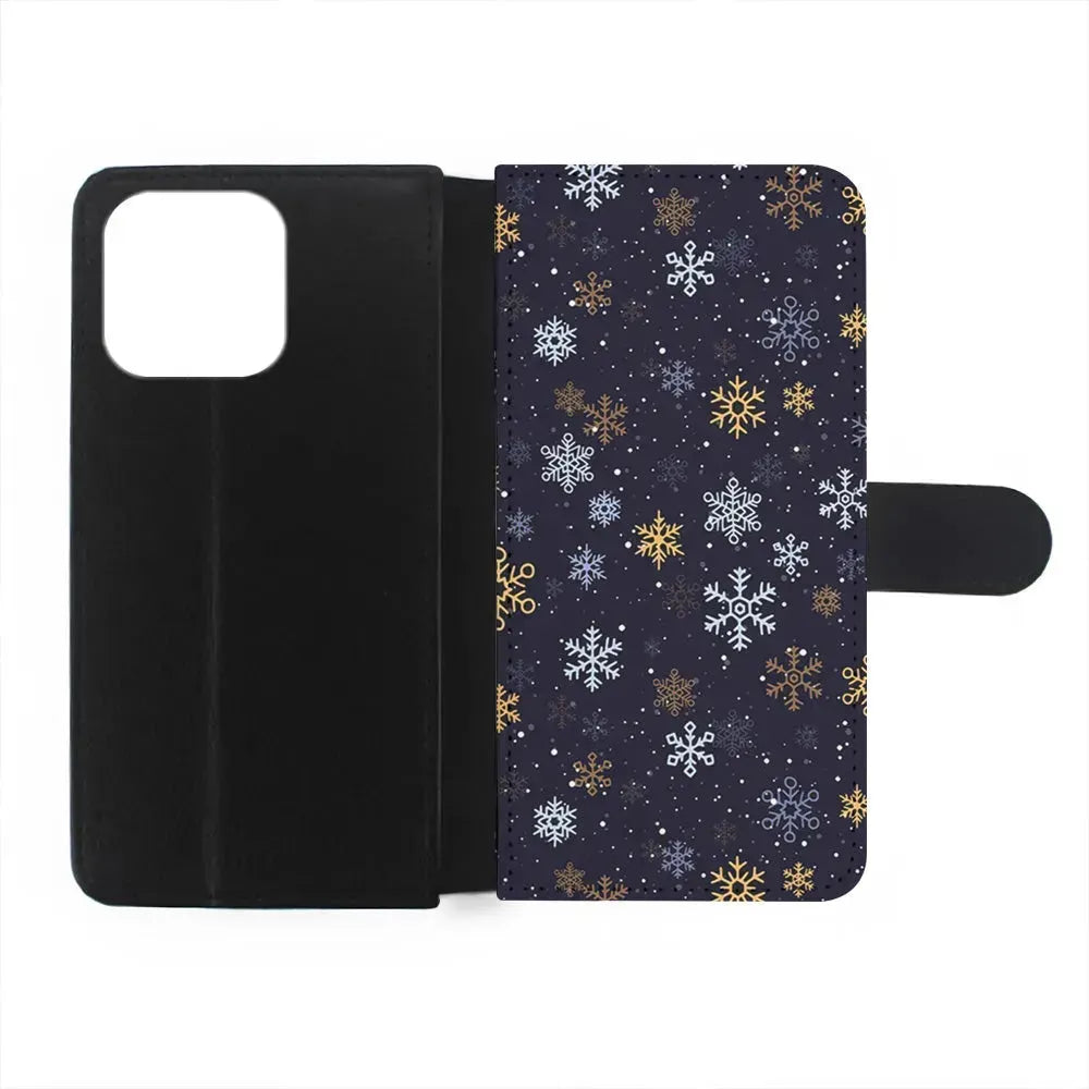 Dark Blue Yellow Winter iPhone 15 Pro Max Case-Flip Wallet Case-Xtracase