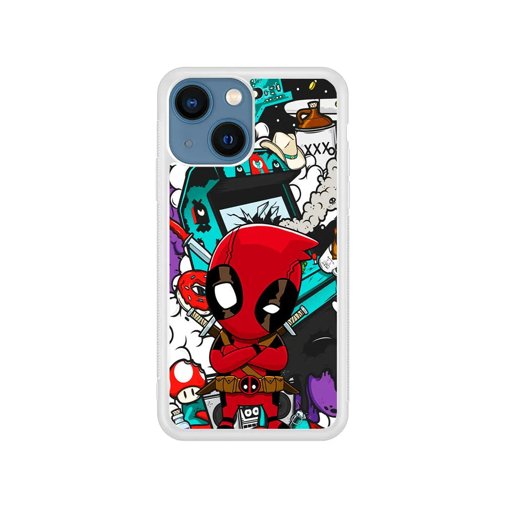 Deadpoll Destroy Game Station iPhone 15 Case-Rubber / White (2D Case)-Xtracase