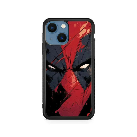 Deadpool Face iPhone 13 Mini Case-Rubber / Black (2D Case)-Xtracase
