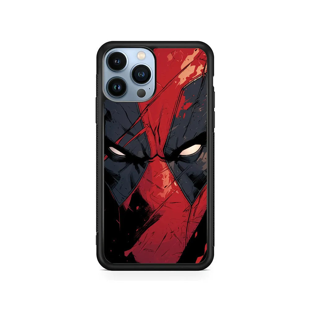 Deadpool Face iPhone 13 Pro Case-Rubber / Black (2D Case)-Xtracase