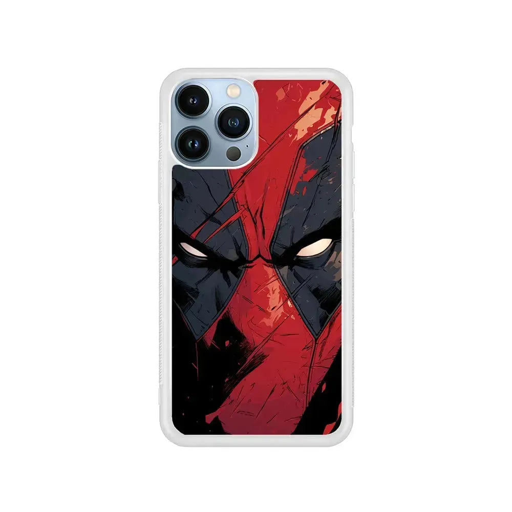 Deadpool Face iPhone 15 Pro Max Case-Rubber / White (2D Case)-Xtracase