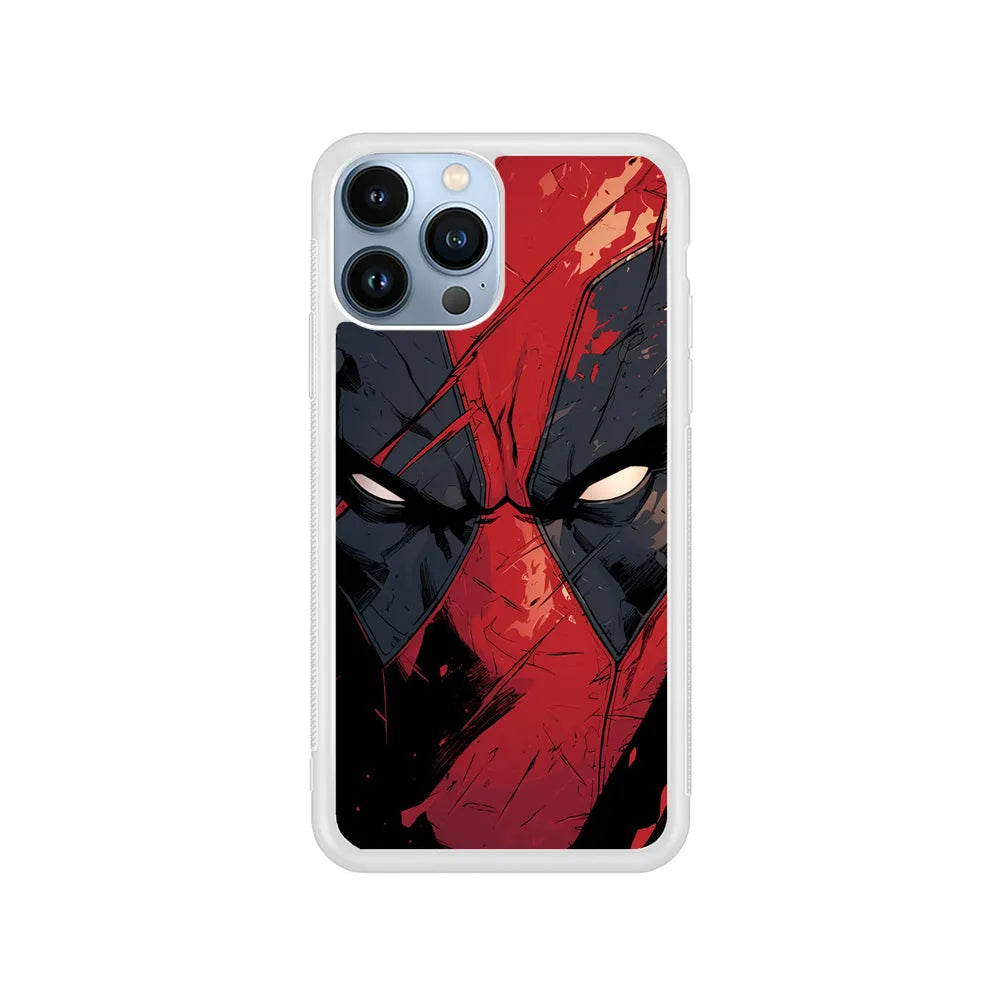Deadpool Face iPhone 13 Pro Case-Rubber / White (2D Case)-Xtracase